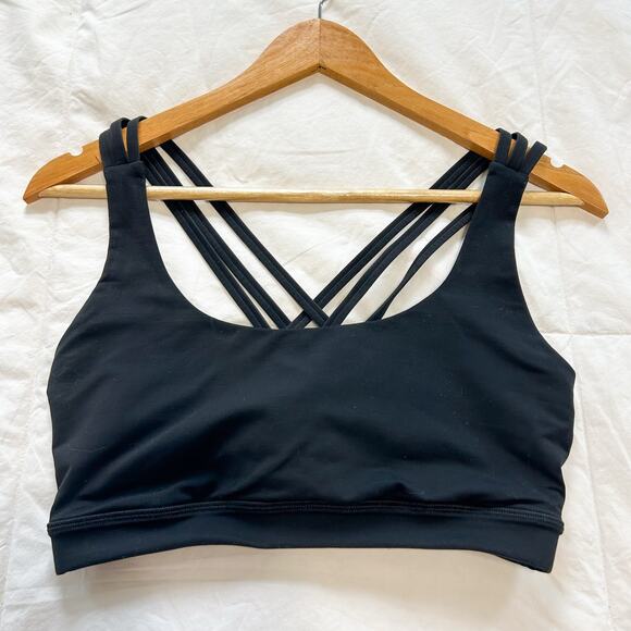Lululemon Athletica Energy Bra Black Strappy Back Sports Bra Women’s Size 10 - Picture 3 of 5